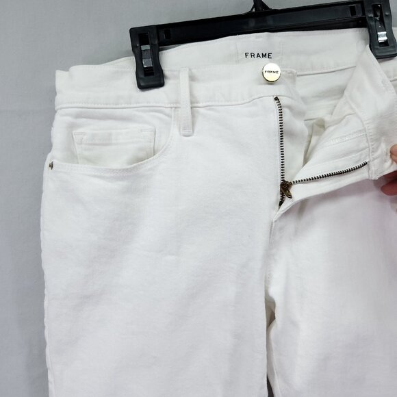 Frame Jeans Womens Size 28 White Denim Le Garcon Tapered Leg Crop 27" - Picture 8 of 14